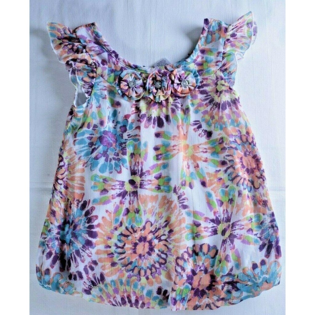 Pogo Club Girls Sz M 56 Tank Ruffles Floral Brigh